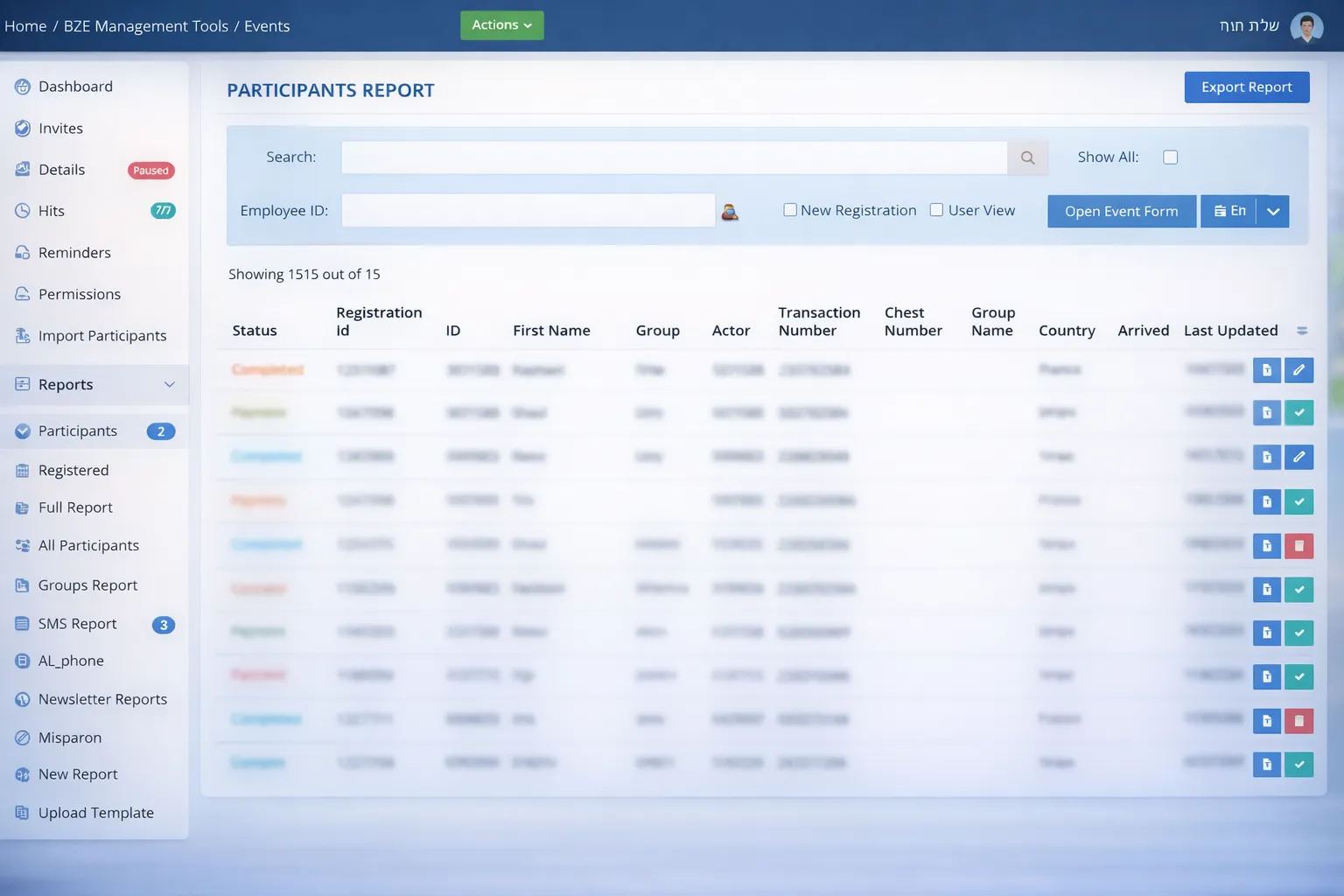 Reports & Export — Detailed reports on registrations, payments and statuses — with file export option. — Events Management